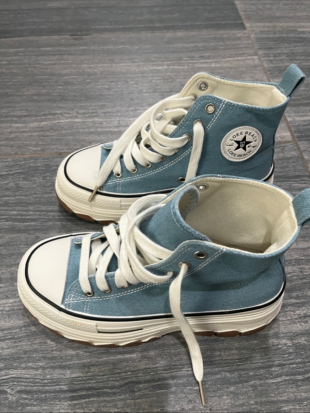 Women's High-Top Canvas Sneakers in Light Blue